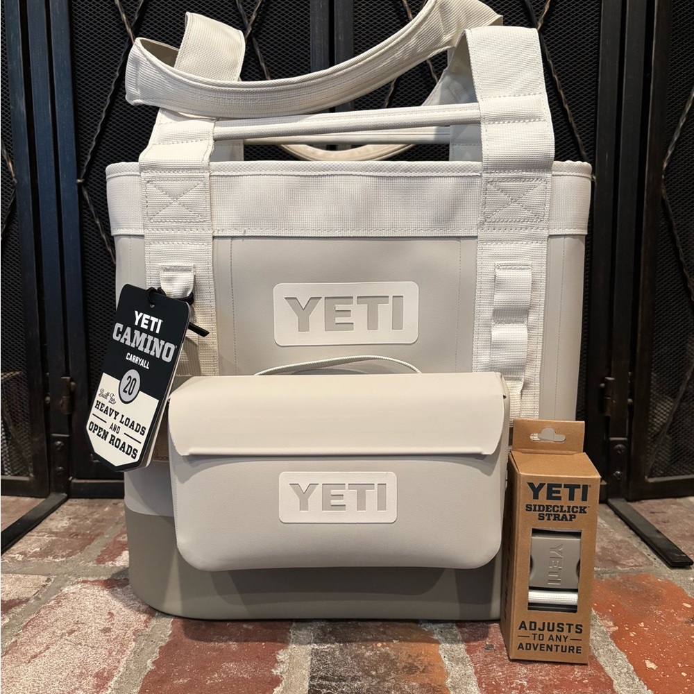 YETI Taupe Carryall Tote with Sidekick Dry Bag Along with strap. New never used!